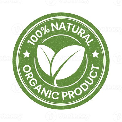 100 Percent Natural And Organic Product Badge, Label, Rubber Stamp