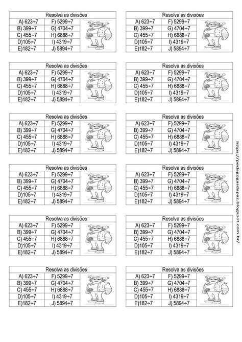 Exercicios De Multiplicação 7 Ano