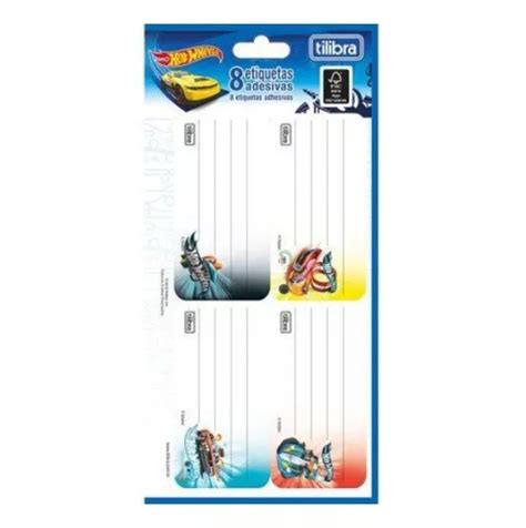 Etiqueta Escolar Adesiva Hot Wheels 08 Unidades Tilibra MercadoLivre