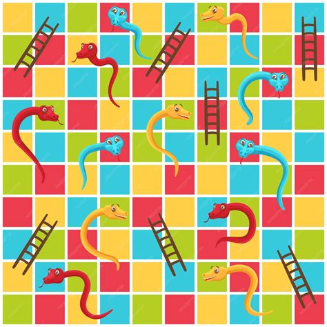 Premium Vector Snake And Ladders Grid Color Tiles Game Board With