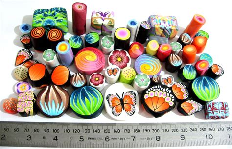 Lot of polymer clay cane ends and slices by marsdesign on Etsy