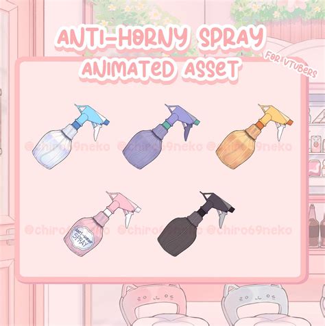 Anti Horny Spray Asset For Vtuber Hand Drawn Animation Spray Bottle Different Colors Blue