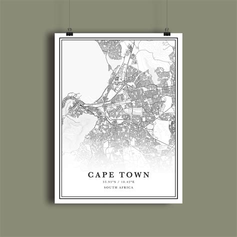 Cape Town Map Digital Cape Town Map Cape Town South Africa Etsy Singapore