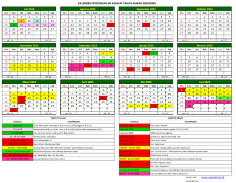 KALENDER PENDIDIKAN 2024-2025 - Yayasan Pendidikan Pondok Pesantren Assalaf