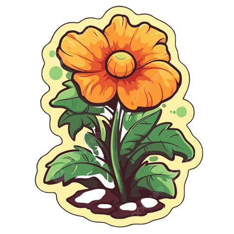 An Orange Flower Plant Sticker Clipart Vector, Flower Clipart, Orange ...