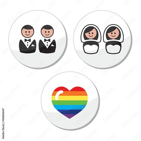 Gay Lesbian Wedding Icons Set Stock Vector Adobe Stock