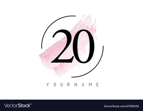 Number 20 watercolor stroke logo design Royalty Free Vector