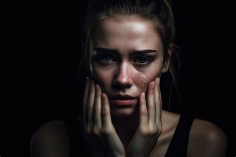 Premium Ai Image Portrait Of A Woman Looking Ashamed Wiping Tears
