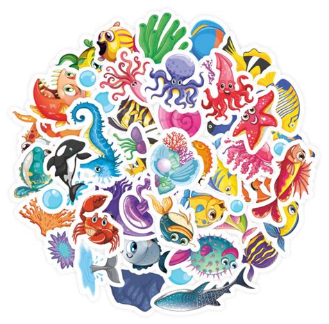 Набор стикеров "Рыбки №2", 9 листов формата А6. Стикеры для творчества ...