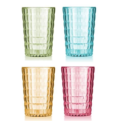 Набор стаканов из акрила 4 шт. (цвета: аквамариновый, светло-сливовый ...