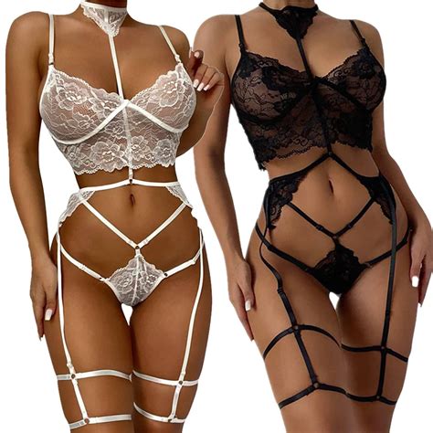 Piece Sheer Lace Bra Set Women Mesh Panty Underwear Set Transparent Sexy Lingerie Set Langerie
