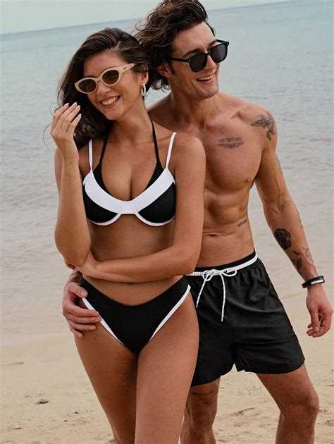 Black White Patchwork Underwire Adjustable Strap Sexy Two Piece Bikini Swimwear Set For Women