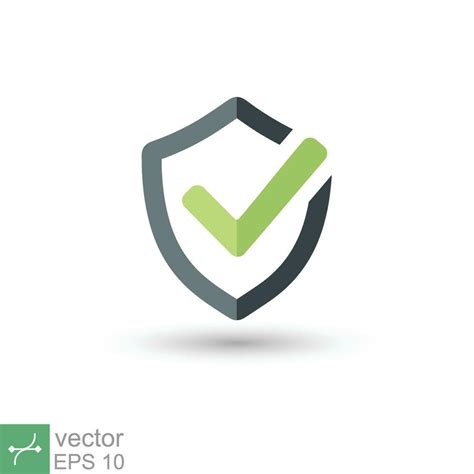 Shield with check mark icon. Simple flat style. Safety, protect, safe ...