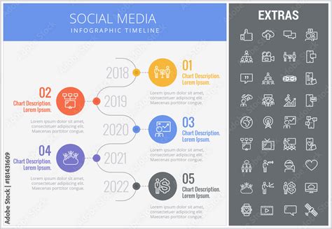 Social Media Infographic Timeline Template Elements And Icons