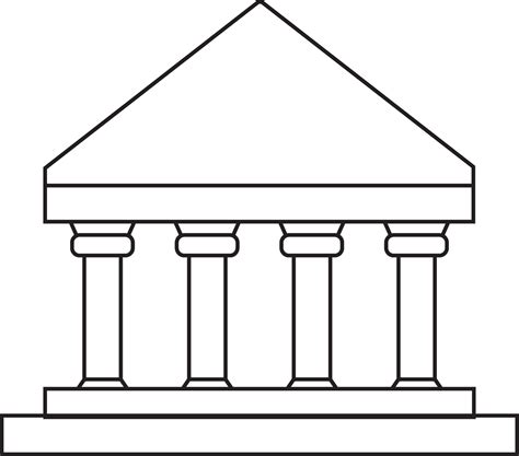 Illustration of a court building in black line art. 24828550 Vector Art at Vecteezy