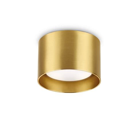 Ideal Lux Ike Single Light Flush Ceiling Fitting In Brushed Brass