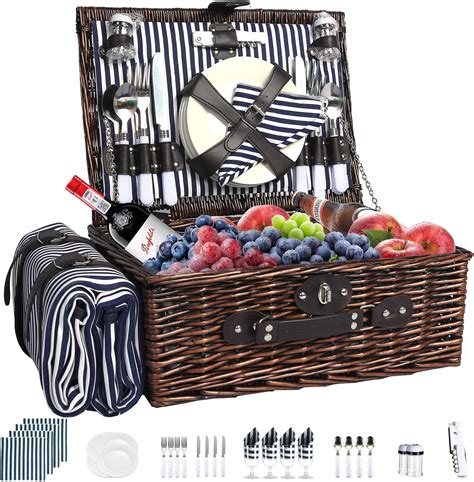 amazoncom ypshuye picnic basket set    waterproof blanket mat
