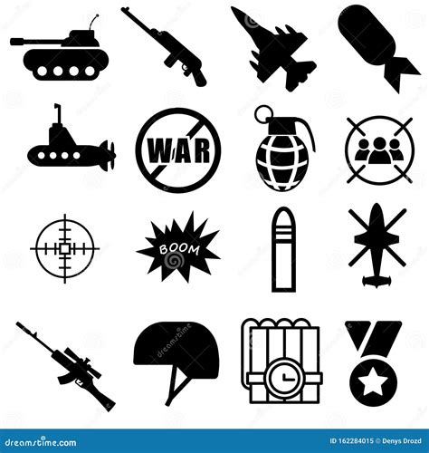 War Icon Vector Set. Army Illustration Symbol Collection. Defense Sign ...