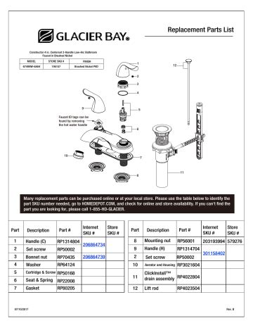 Glacier Bay Constructor In Centerset Handle Low Arc Bathroom