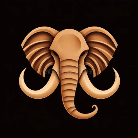 Stylized Elephant Head With Intricate Tusks On A Black Background Ai