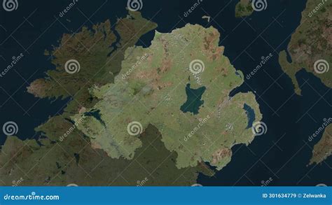 Northern Ireland Highlighted. High-res Satellite Stock Illustration ...