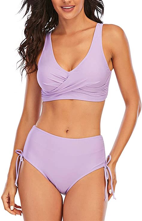 Criss Cross Push Up Bikini Swimsuit Adjustable Bottoms Two Piece WF Shopping