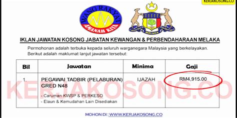 Jawatan Kosong Jabatan Kewangan Perbendaharaan Negeri Melaka