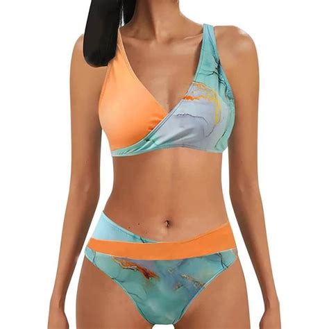 Femme Maillot De Bain Deux Pi Ces Bikini Set Push Up Ensembles Bikini Taille Haute Rembourr