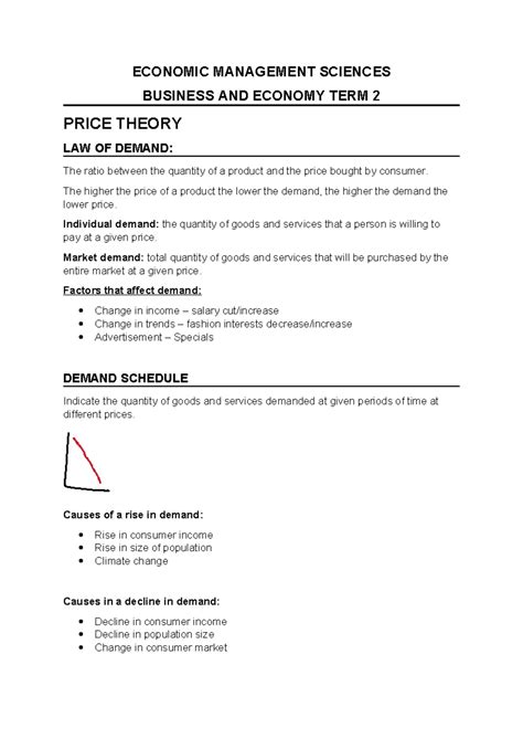 Economic Management Science GR.9 Term 2: Price Theory & Supply Analysis