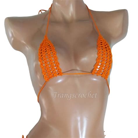 Handmade Crochet Extreme Micro Bikini Top See Through Bikini Etsy