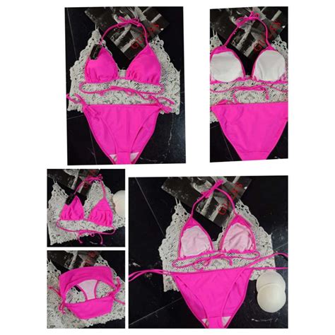 Jual Bk R Pink Stabilo Bikini Pantai Segitiga Ikat With Foam Shopee Indonesia