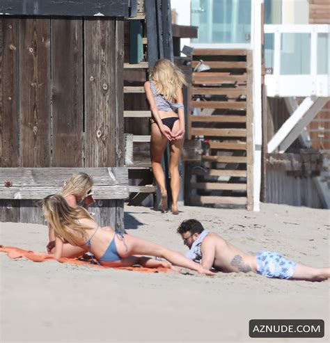 Charlotte McKinney Sexy Wearing A Black Bikini At The Beach In Malibu AZNude