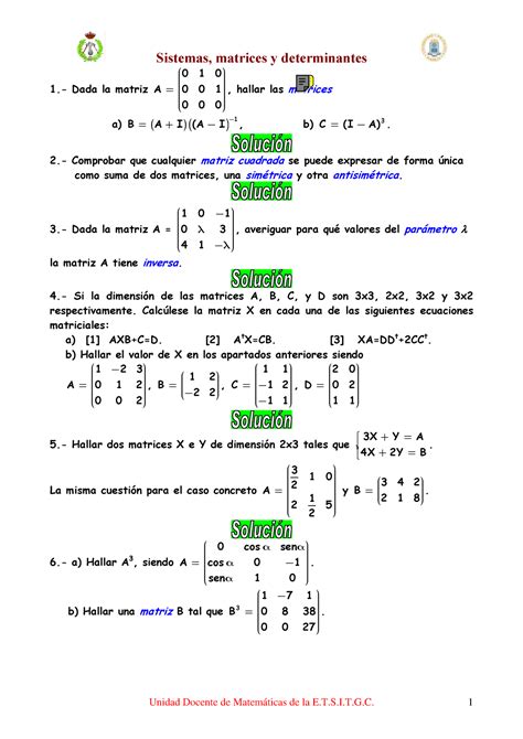 Ejercicios Resueltos Matrices Dada La Matriz