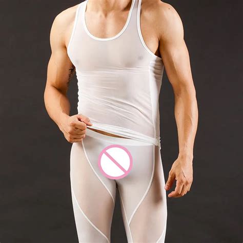 Hot Sexy Gay Men Vest Tank Top Brand Mesh Through Tops Clothing Sleeveless Sheer Man Tank Tops