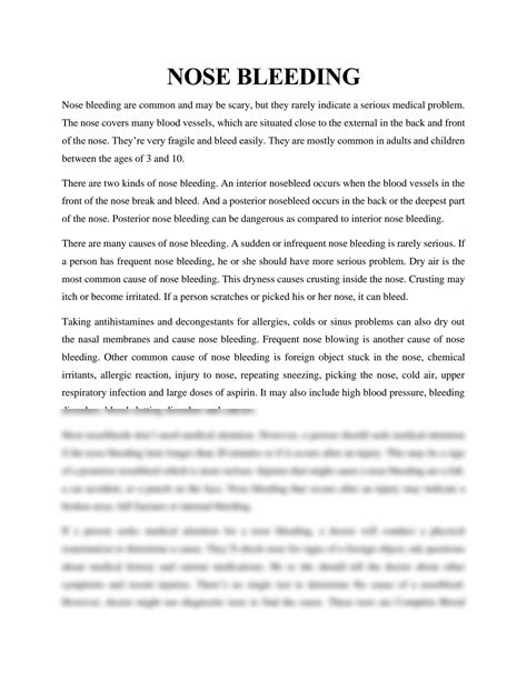 SOLUTION: Nose bleeding - Studypool