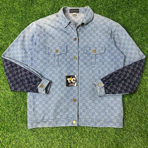 Vintage Gucci Monogram Denim Jacket Mens Fashion Activewear On Carousell