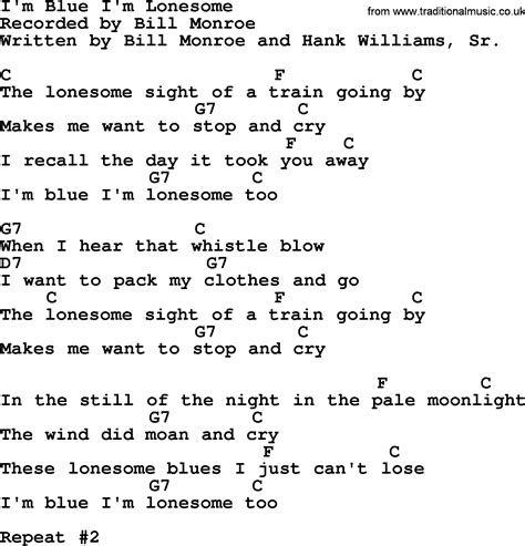 I M Blue I M Lonesome Bluegrass Lyrics With Chords