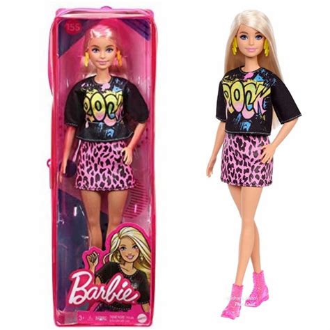 Promo Boneka Barbie Mattel Fashionista 155 Doll Blonde Black Rock Shirt Kab Tangerang