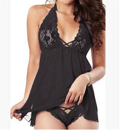 Imcute Women Sexy Pcs Lingerie Set Lace Halter Deep V Neck Dress Cozy