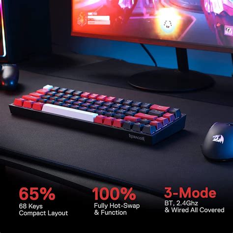 Redragon K Pro Mode Wireless Rgb Gaming Keyboard Keys Hot Swappable Compact
