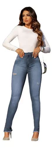 Calça Jeans Skinny Hot Feminina Cintura Alta Abertura Latera Parcelamento sem juros