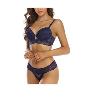 SHEKINI Completo Intimo Donna Hot Sexy Lingerie Set Reggiseno E Slip Perizoma 2 Pezzi Push Up
