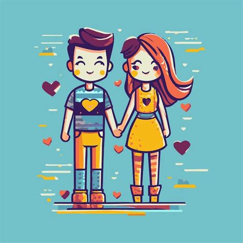 Una Linda Pareja De Dibujos Animados Para El D A De San Valent N