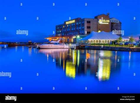 The Pier B Resort With Reflections In Duluth Minnesota Usa Stock