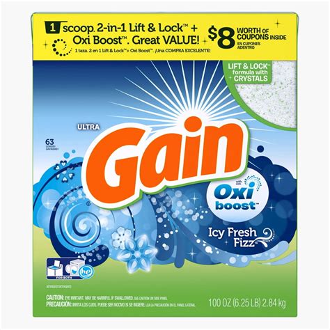 Gain Powder Laundry Detergent With Oxi Boost Icy Fresh Fizz Scent 63