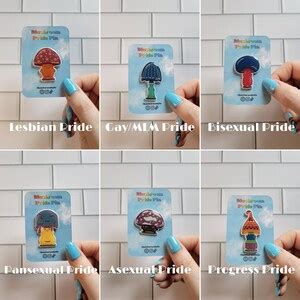 Mushroom Pride Pin Subtle Flag Button Gift Cute Ace Bi Lgbt Gay Lesbian Trans Pan Rainbow
