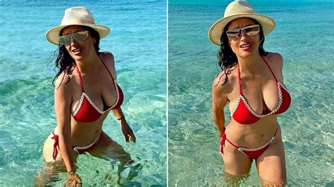 Salma Hayek Celebrates 57th Birthday In Racy Red Bikini ‘so Happy To