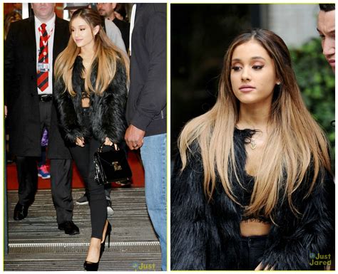 Ariana Grande bares her midriff while making a stop at BBC Radio 1
