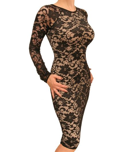Nude And Black Lace Dress