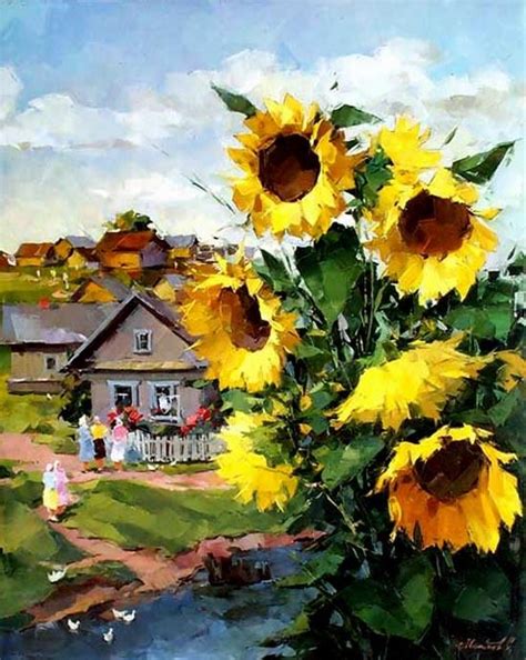 Подсолнухи к празднику / Подборка живописи 2 | 유화, 해바라기 예술, 해바라기 그림